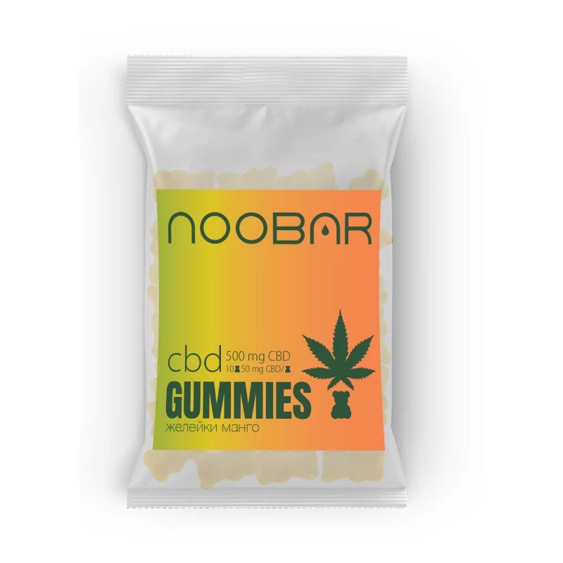 Желейные CBD мишки Noobar – Зип пакет (10 шт) Манго